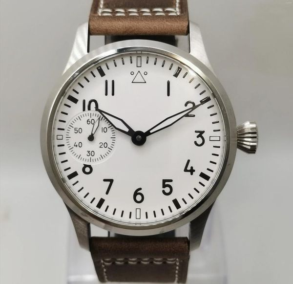 Relógios de pulso 42mm relógio masculino gaivota st36 movimento de enrolamento manual caixa de aço inoxidável vidro safira luminoso