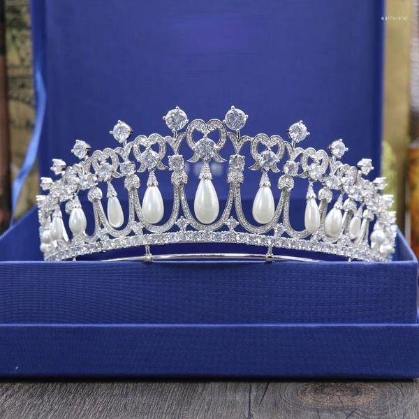 Fermagli per capelli Boutique Royal Luxury Perla Zircone Corona Copricapo Accessori da sposa Ornamento
