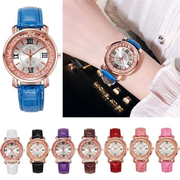 Avanadores de pulso Mulheres quartzo assistir diamantes de luxo Rhinestone Top Ladies Casual Strap Femme Wristwatch Relogio Dama para doação de presentes