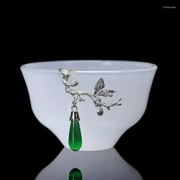 Teetassen, weißes Jade-Porzellan, große Master-Tasse, eingelegtes Zinn, glasiert, einzelne transparente Schüssel, High-End-Set