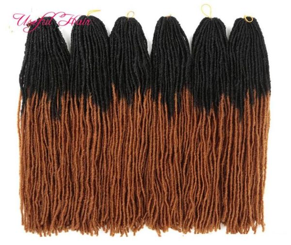 Dreadlocks ombre bionde Estensioni dei capelli all'uncinetto tessuto sintetico per capelli Intrecciatura da 18 pollici Sorella Micro Locks dritto 27 fili wh6520620