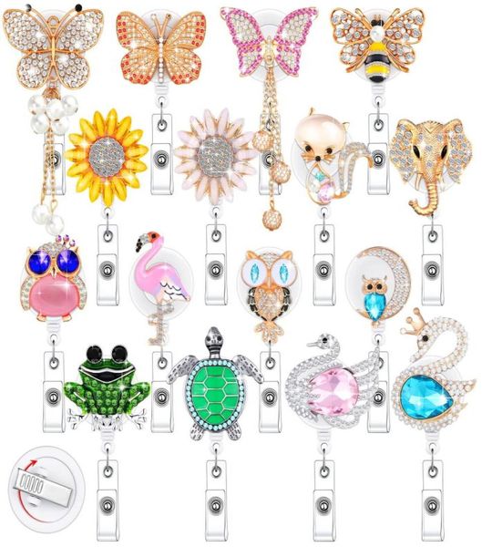 Altro materiale scolastico per ufficio L Porta badge retrattile Porta badge Crystal Id Reel Clip Strass Infermieristica carina con per le donne Do S3763639