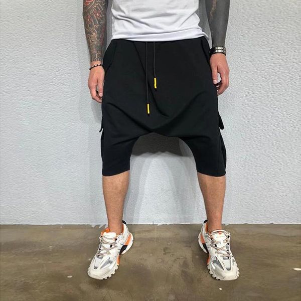 Männer Hosen Soild Herren Sport Hosen Hip Hop Trend Drop-crotch Kordelzug Lose Straße Casual Harlan Cropped Für Mann