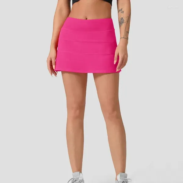 Aktive Shorts im Pace Rival-Stil für Damen, plattiert, hohe Taille, Yoga, mit angebrachten Röcken für Golf, Tennis, Workout, Fitnessstudio, Kleidung, Sportbekleidung