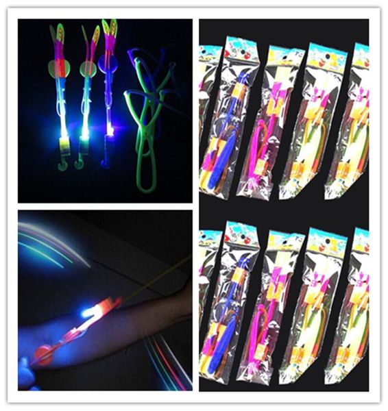 Illuminazione novità Luce LED Flash Volare Elastico Powered Arrow Sling Shoot Up Ombrello per elicottero giocattolo per bambini7513745