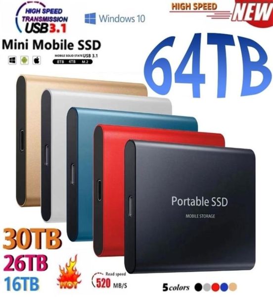 Жесткие диски Портативный SSD TypeC USB 31 4 ТБ 6 ТБ 16 ТБ 30 ТБ Внешний диск M2 2 ТБ для настольного ноутбука Флэш-накопитель 2211059260067