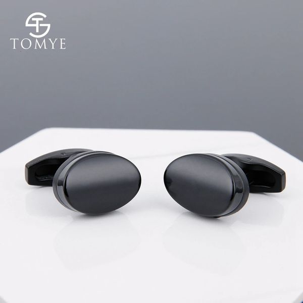 Tomye abotoaduras masculinas de alta qualidade moda delicada fosca preto oval exclusivo personalizado para camisa de cobre botões de punho xk19s094 231229