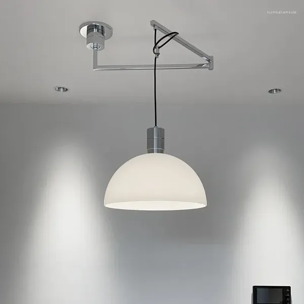 Lampadari Ristorante LED Lampade a sospensione mobili in metallo bianco cromato Soggiorno Sala da pranzo Cucina Lampada a sospensione a sospensione Lustre