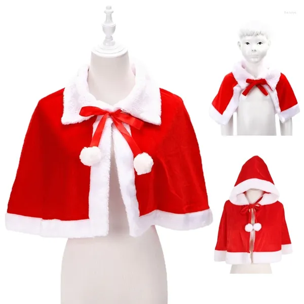 Sciarpe Natale Babbo Natale Costume da festa Vestire scialle con cappello vestito rosso bianco