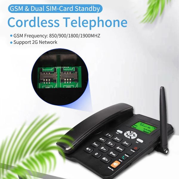 Kablosuz Telefon Masaüstü Telefon Desteği GSM 850/900/1800/1900MHz Çift Sim Kart 2G Sabit Kablosuz Telefon Çalar Saat Funtion 240102