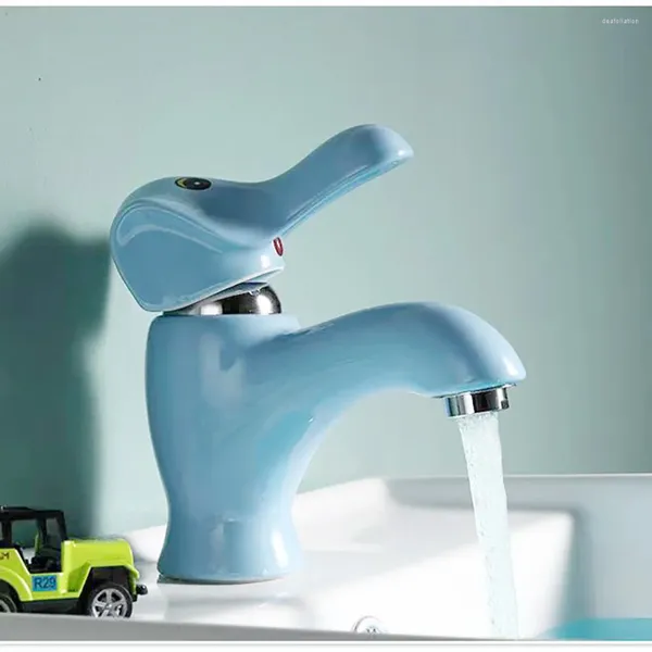 Badezimmer-Waschtischarmaturen MEMEOKON Kinder Kind Schule Schöne Cartoon Waschraum Elefant Keramikbecken Kalt- und Wasserhähne Mischbatterie für Abfluss