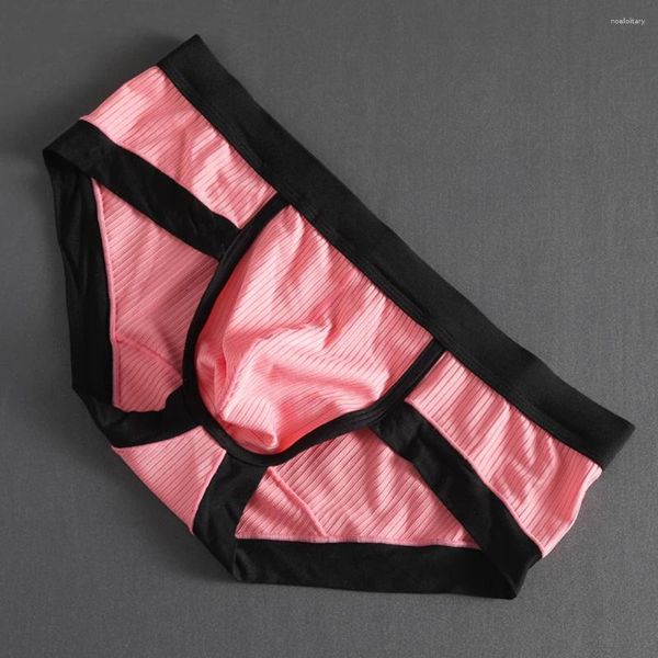 Cuecas masculinas sexy u convexo bolsa briefs retalhos cor calcinha masculino baixo-rise bulge calcinha macia confortável lingerie