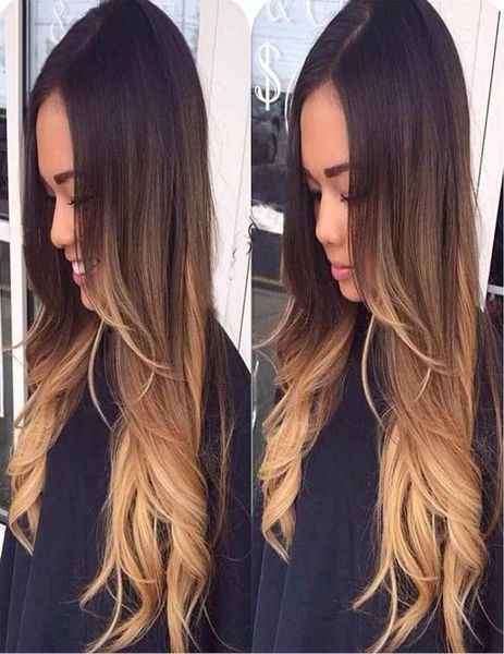 Bythair super ondulado perucas de cabelo humano cheio do laço para preto feminino cabelo brasileiro três tons 1b 4 27 cor ombre peruca dianteira do laço 6685948