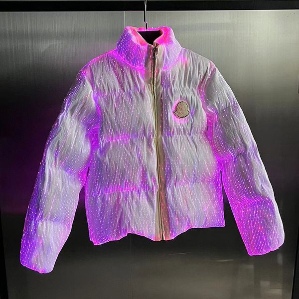 Iluminação led fluorescente para baixo jaquetas casaco cheio melhor venda monstros palma fibra óptica para baixo jaqueta maya anjos das mulheres dos homens 5vqvo