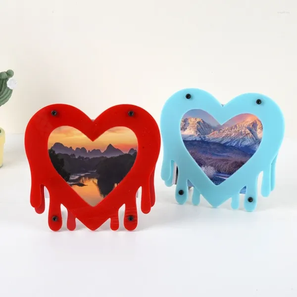 Cornici Cornice Per Foto Carino Acrilico Po A Forma Di Cuore 12,3x13 Cm/4,8x5 Pollici Per La Famiglia-Amici Coppie Regalo