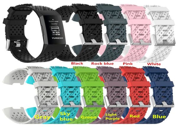 Cinturino in silicone per Fitbit Charge 3 Fitness Activity Tracker Smartwatch Cinturino per orologio sportivo Piccolo Grande2507404
