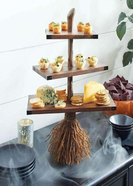 Outros Bakeware Cupcake Stand Titular Bolo de Sobremesa 3 Camadas Servindo Bandeja Display Reutilizável Prato de Pastelaria para Halloween Holiday Party3994969