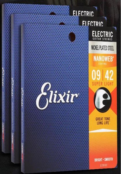 3 Setslot Elixir 12002 Nanoweb Corde per chitarra elettrica con rivestimento ultra sottile Super leggero 009042 pollici Strumenti musicali6786702