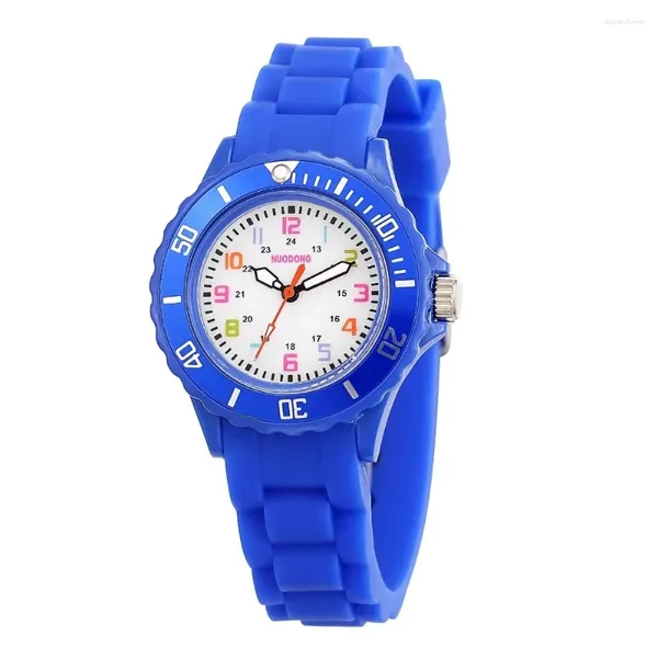 Orologi da polso Orologi colorati per donna Cinturino in morbido silicone Alla moda carino numero colorato Orologio per bambini Orologio da polso al quarzo per ragazzo e ragazza facile da leggere