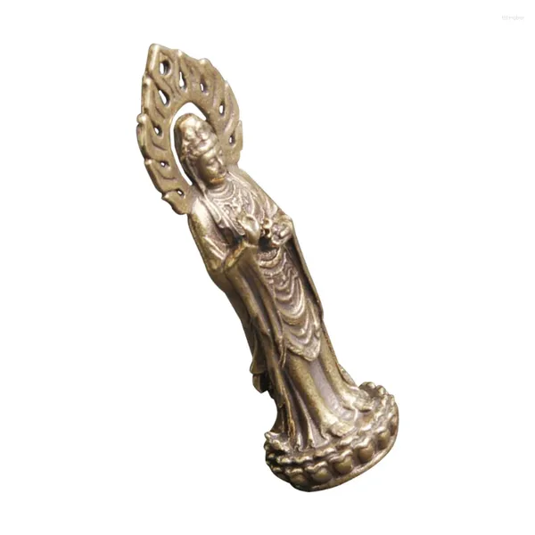 Gartendekorationen Vintage Buddha Licht Avalokitesvara Religiöses Dekor Bodhisattva Statue Guan Yin Hängende Charms Messing Modell