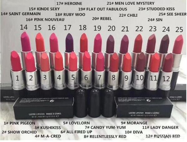 40 PCS Productos más nuevos MAQUILLAJE lustre Lápiz labial 20 colores diferentes con nombre en inglés 3g2081131