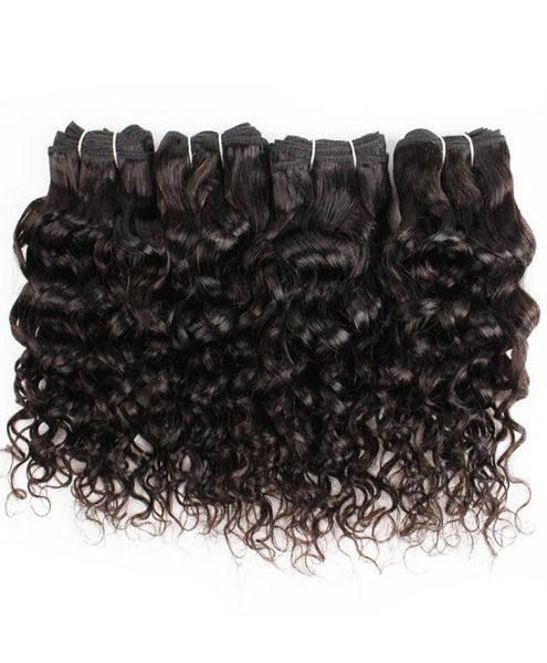 4 Stücke Menschliches Haar Bundles Wasser Welle 50gpc Natürliche Farbe Indisches Mongolisches Lockiges Reines Haar Weave Extensions für Kurze Bob Style1200032