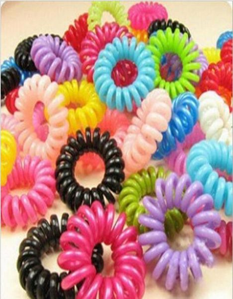 1000 Stück Telefonkabel Gummi-Haargummis elastische Pferdeschwanz-Halter Haarring Haargummis für Mädchen Gummiband Krawatte Haarseil1599179