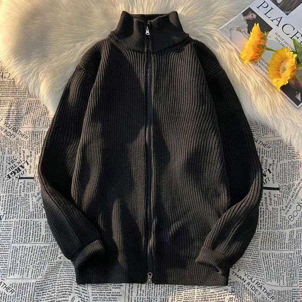 Männer Hoodies Koreanischen Stil Einfache Hälfte Rollkragen Strickjacke Pullover Jacke Männer Winter Trendy Marke Lose Faul Herbst Und