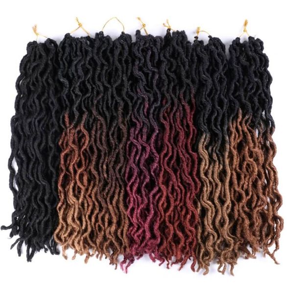 Ombre Goddess Faux Locs Häkelhaar 18 Zoll synthetische Flechten Haarverlängerungen weiche Dreads Dreadlocks Haar für Frauen US EU UK G3752596