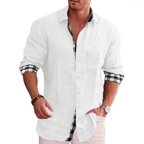 Camicie casual da uomo Camicia formale dal design autunnale di marca Camicia formale da uomo a maniche lunghe in cotone e lino Camicetta ampia alla moda da lavoro