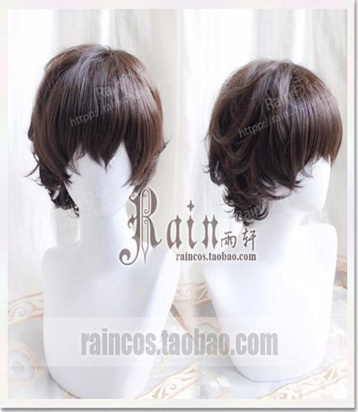 2018 Dazai Osamu Curto Marrom Encaracolado Perucas Anime Bungo Cães Vadios Cosplay Wig6348131