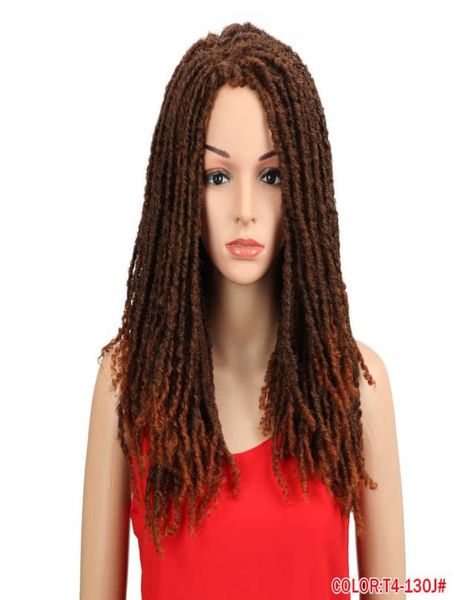 Siyah kadınlar için 22 inç sentetik peruklar tığ işi örgüler jumbo dehşet sahte locs saç modeli uzun afro kahverengi saç6392792