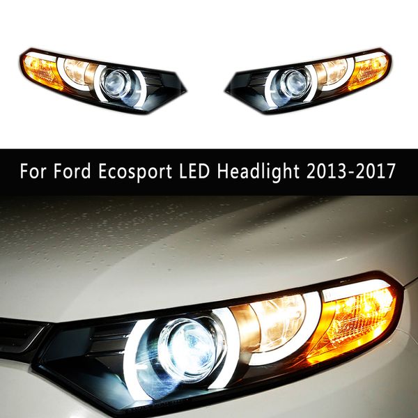 Para ford ecosport led farol 13-17 acessórios do carro lâmpada dianteira drl luz de circulação diurna streamer dinâmico indicador de sinal de volta