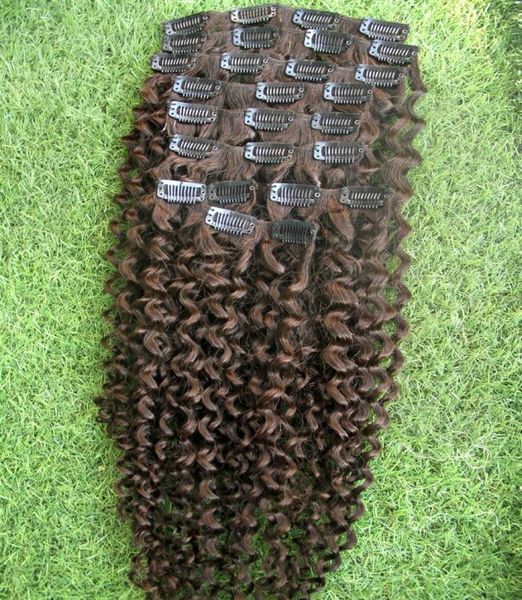 Дешевые человеческие волосы Kinky Curly Clip In Human Hair Extensions 9pcsSet Монгольские афро Kinky Curly Curly Hair Заколки на всю голову Ins 5708432