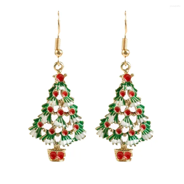 Baumelnde Ohrringe, 1 Paar Weihnachtsbaum, neuartiger blinkender Strass-Ohrstecker für