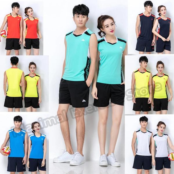 Camisas personalizadas camisa de vôlei + shorts terno masculino e feminino verão diy respirável sem mangas camisas de vôlei equipe roupas esportivas