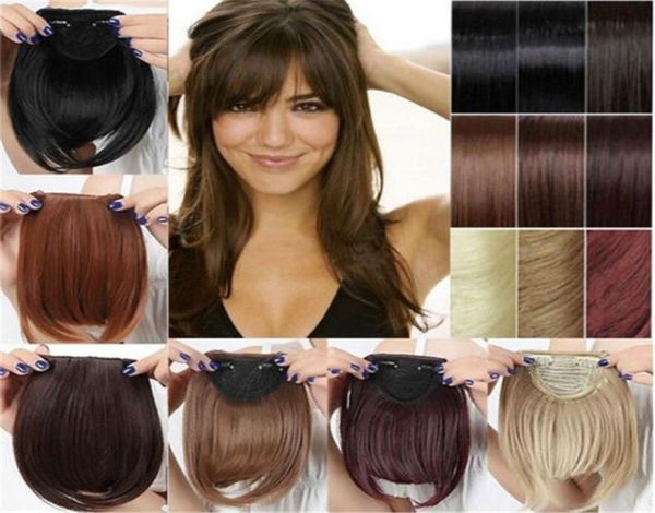 Novo 32 cores frente curta franja pura franja de cabelo sintético bang hairpiece clipe na frente extensão do cabelo straight2298466