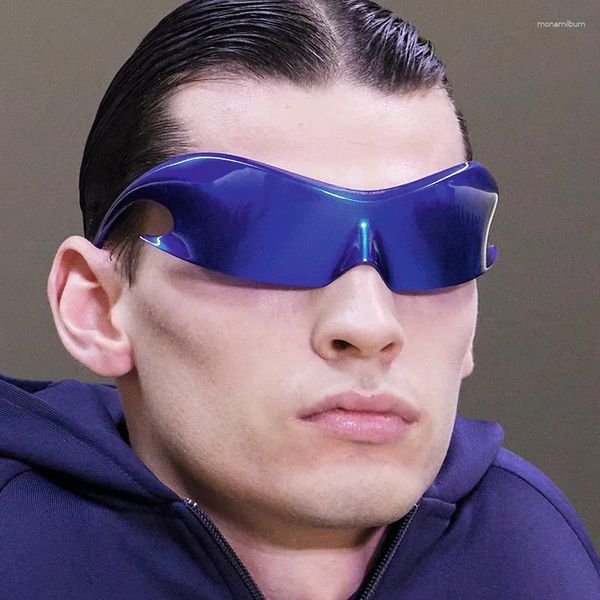 Sonnenbrille Rahmen Frauen 2024 Punk Einzigartige Sport Sonnenbrille Männer Goggle Shades Spiegel Bunte Y2k Maske Brillen