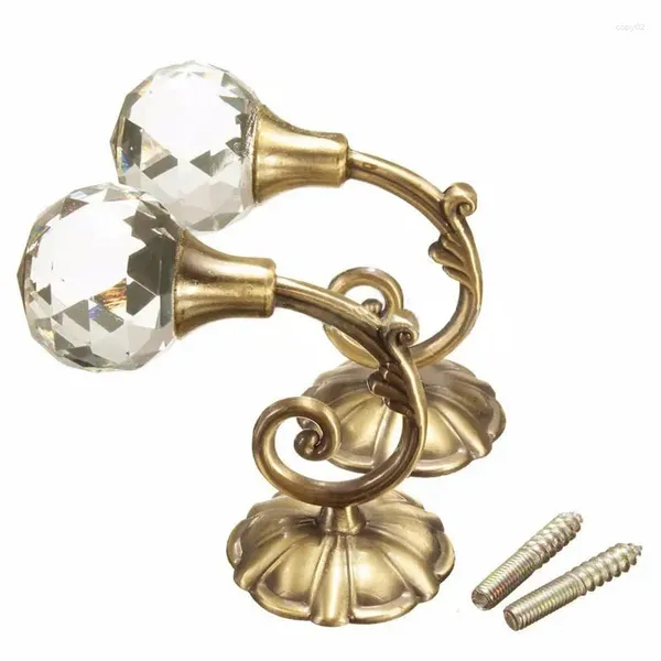 Gancio per tende Accessorio in metallo Ganci Portaoggetti da parete Palla grande Una cravatta Nappa 60 Home Back 79mm Cristallo Cutain Coppia X