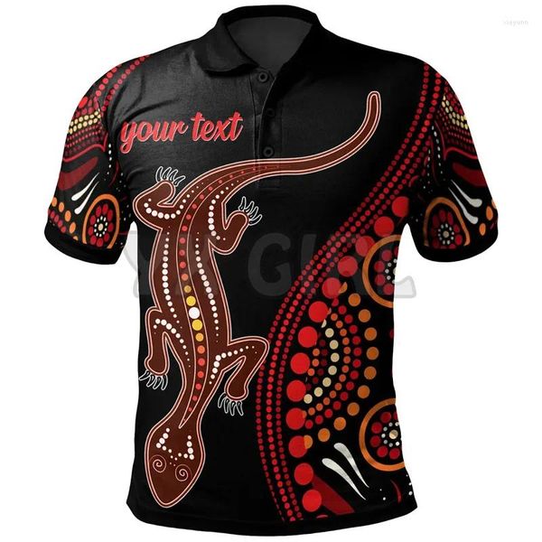 Männer Polos 2024 Sommer Shirts Frauen Für Männer Personalisierte Name Aborigine Eidechse Mit Punkt 3D Gedruckt Kurzarm T Tops camisas