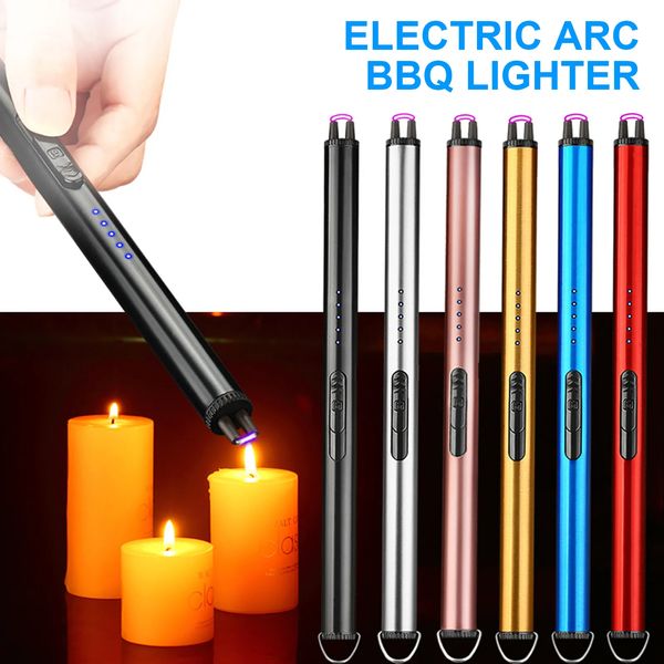 USB Elektrisches wiederaufladbares langes Küchenfeuerzeug für Herd, winddicht, LED-Plasmabogen, flammenlose Kerze, ungewöhnliche Feuerzeuge