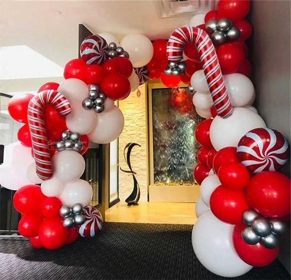 105 pezzi palloncini rossi bianchi caramelle kit ghirlanda catena palloncini natalizi decorazioni per la festa in casa elio Globos Navidad 2110275209258