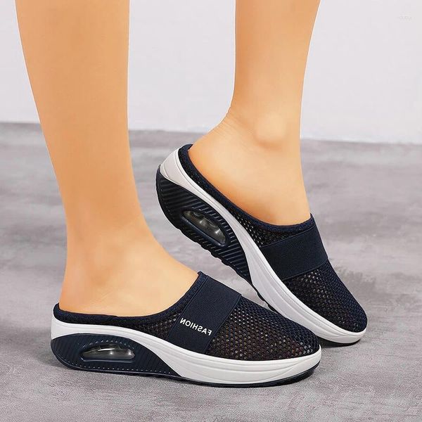 Pantofole Moda Cuscino d'aria traspirante Slip on Sandali ortopedici per diabetici da donna in rete e passeggiate per le donne