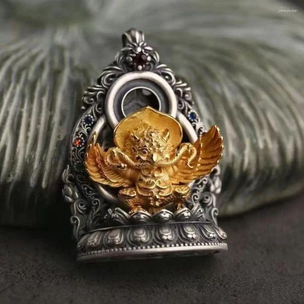 Anhänger-Halsketten, personalisiertes Design, originale Retro-alte, galvanisierte, geschnitzte, goldene geflügelte Dapeng-Vogel-Halskette