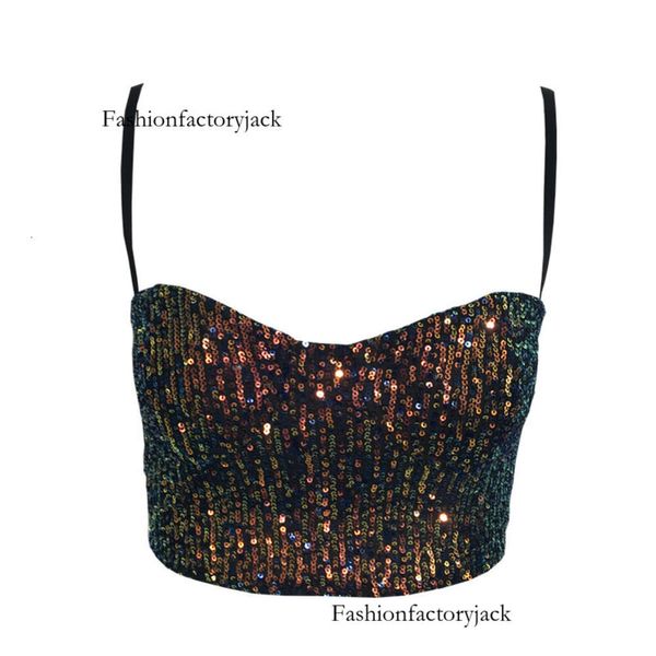 bralette Cross Border Amazon Instagram Sexy Nightclub na Europa e América, ajuste fino elástico, ilusão de lantejoulas, alça, regata pequena, sutiã