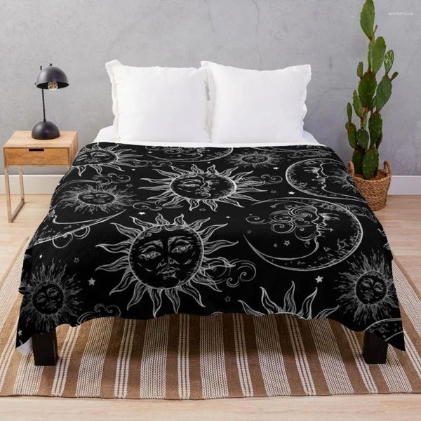 Decken Black Magic Celestial Sun Moon Stars Throw Blanket Custom Fluffy Baby