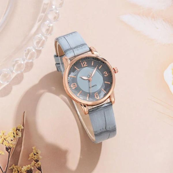 Orologi da polso in lega con quadrante bicolore orologio al quarzo digitale cinturino in similpelle donna alla moda casual