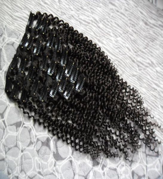 14quot 16quot 18quot 20quot 22quot 24quot Kinky Curly Clip In Human Hair Extensions 4B 4C Бразильские человеческие натуральные волосы5225987