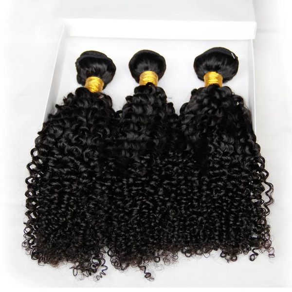 Wefts 4 Pçs / Lote 830 Polegadas Malaio Kinky Curly Virgem Cabelo Grau 7A Não Processado Malaio Encaracolado Cabelo Humano Weave Natural Preto Grosso Macio