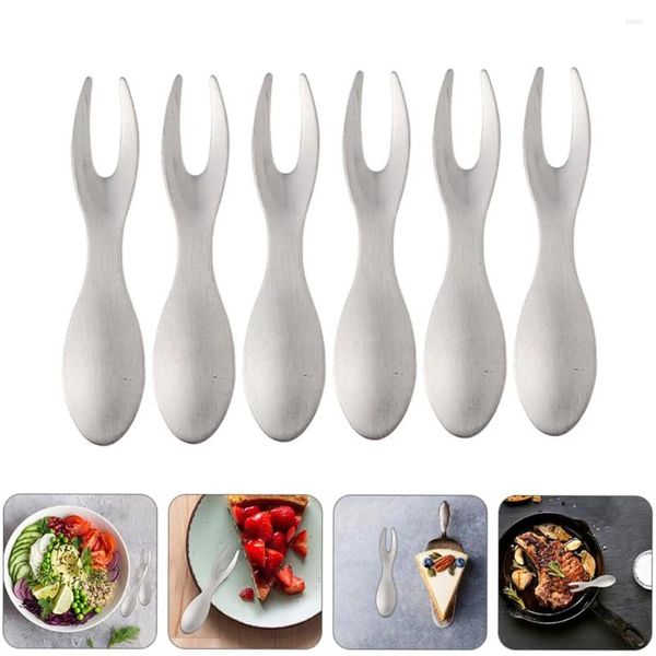 Çatallar 6pcs/set yaratıcı paslanmaz çelik çatal mısır meyvesi barbekü ızgara çocuklar kek tatlısı kürdan mutfak aksesuarları